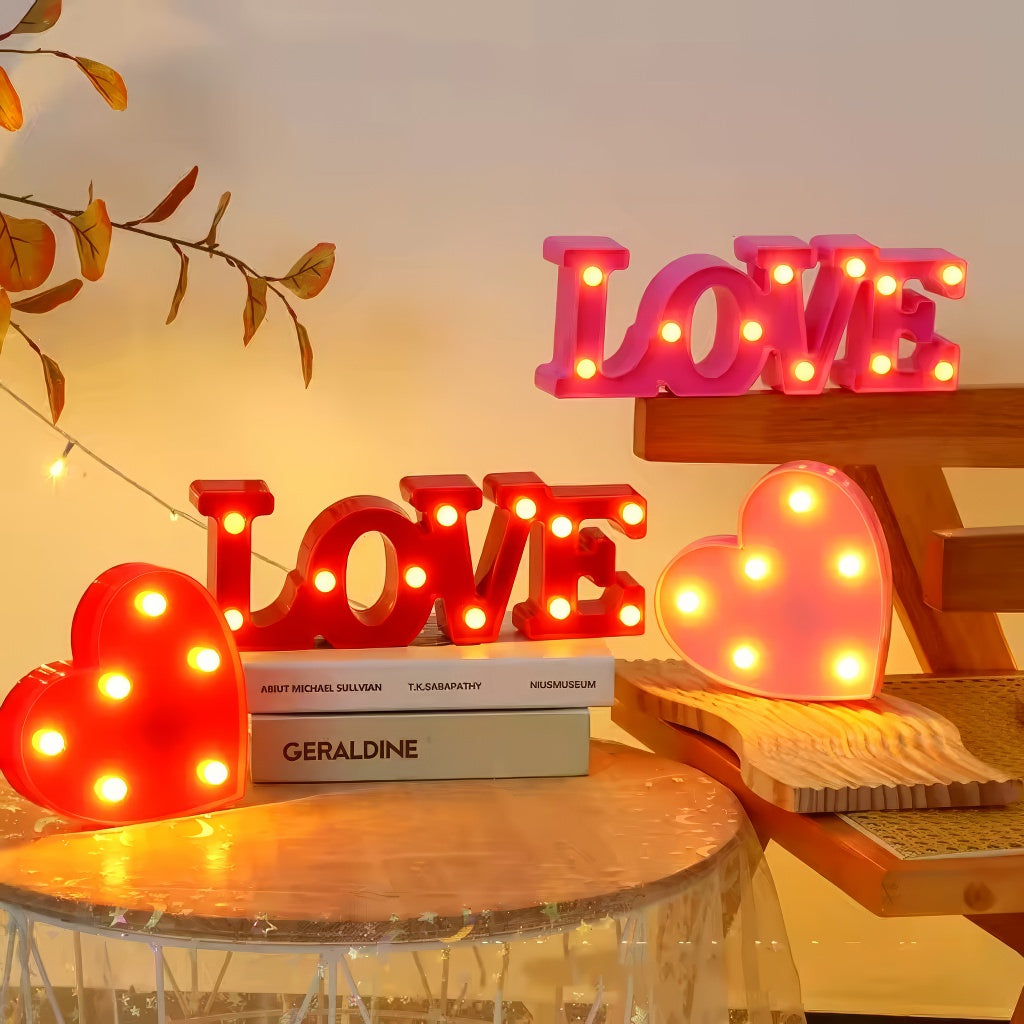 Illuminated Rustic "Love" Decor Sign — Warm LED Mood Lighting for Bedside — Lifestyle 3
