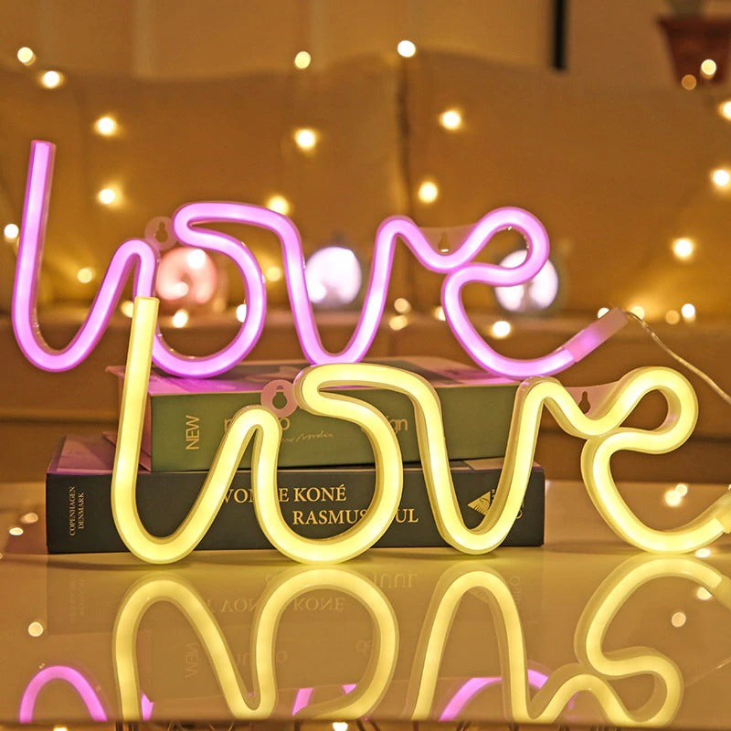 Love Neon Sign — Warm LED Mood Lighting for Bedside — Lifestyle 1