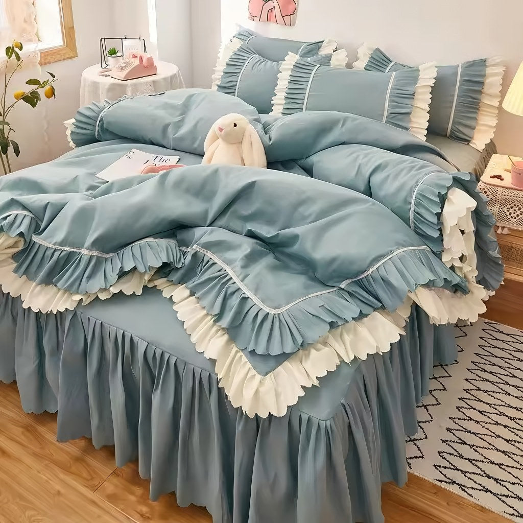 Lush Ruffled Bedding Set — Layered Ruffle Duvet Cover for Soft Bedrooms — Lifestyle 7