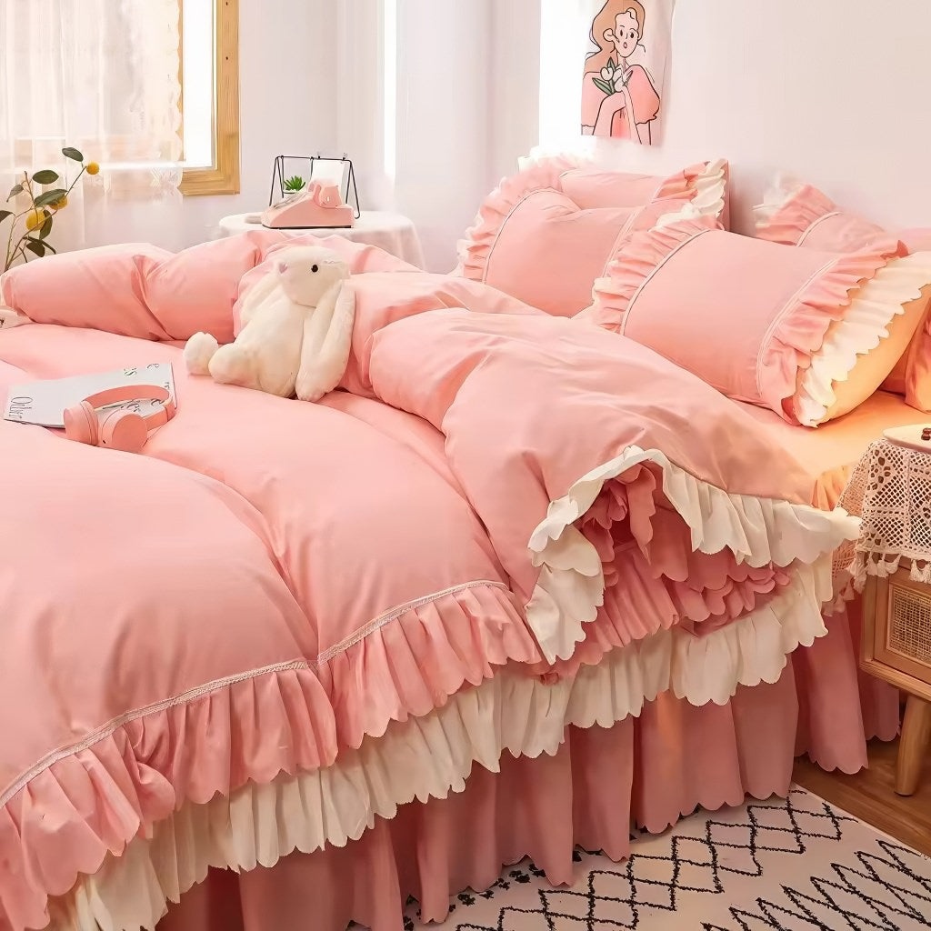 Lush Ruffled Bedding Set — Soft-Touch Cotton Duvet & Pillowcases — Front view