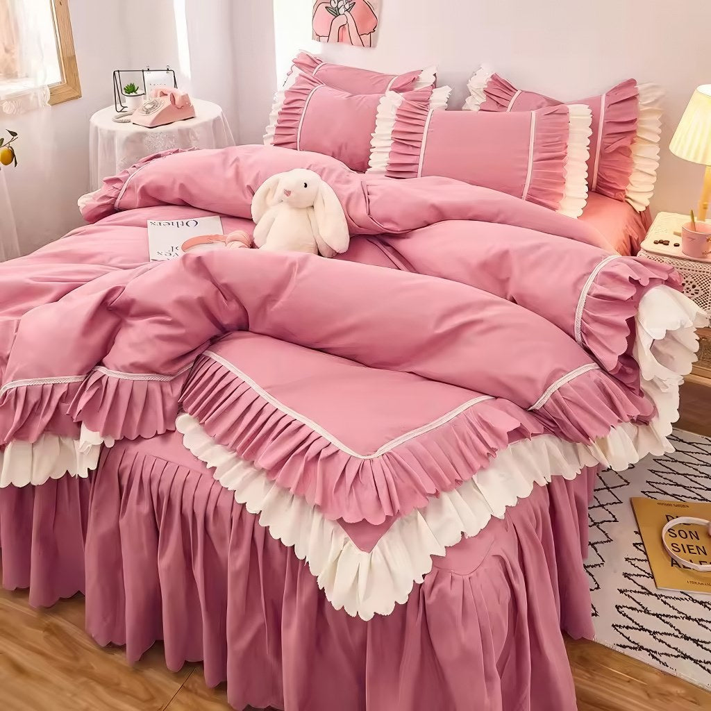 Lush Ruffled Bedding Set — Soft-Touch Cotton Duvet & Pillowcases — Lifestyle 4