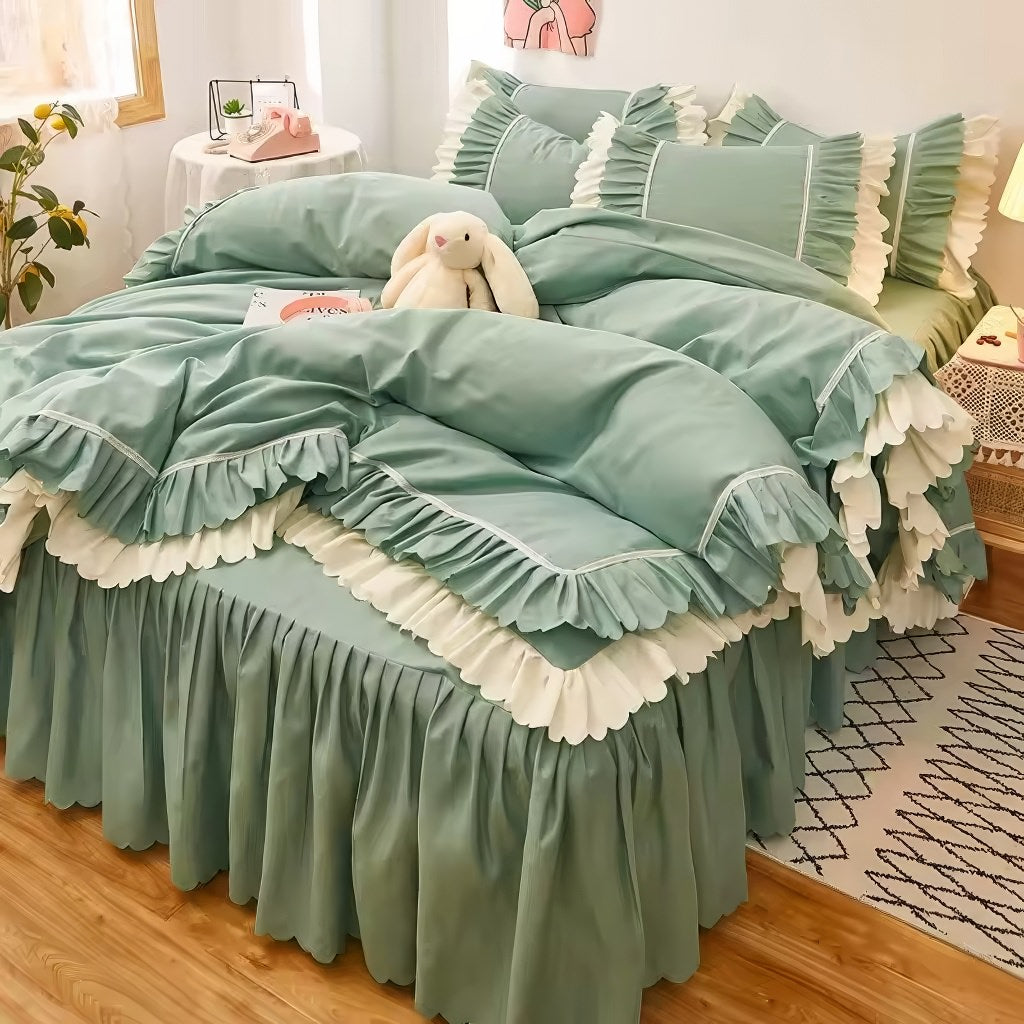 Lush Ruffled Bedding Set — Layered Ruffle Duvet Cover for Soft Bedrooms — Lifestyle 5