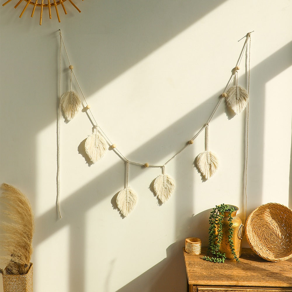 Macrame Leaf Tassels Wall Hanging Decor — Considered Home Styling — Front view