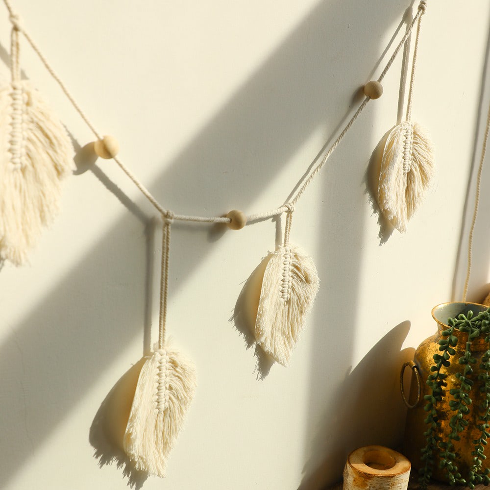 Macrame Leaf Tassels Wall Hanging Decor — Considered Home Styling — Detail