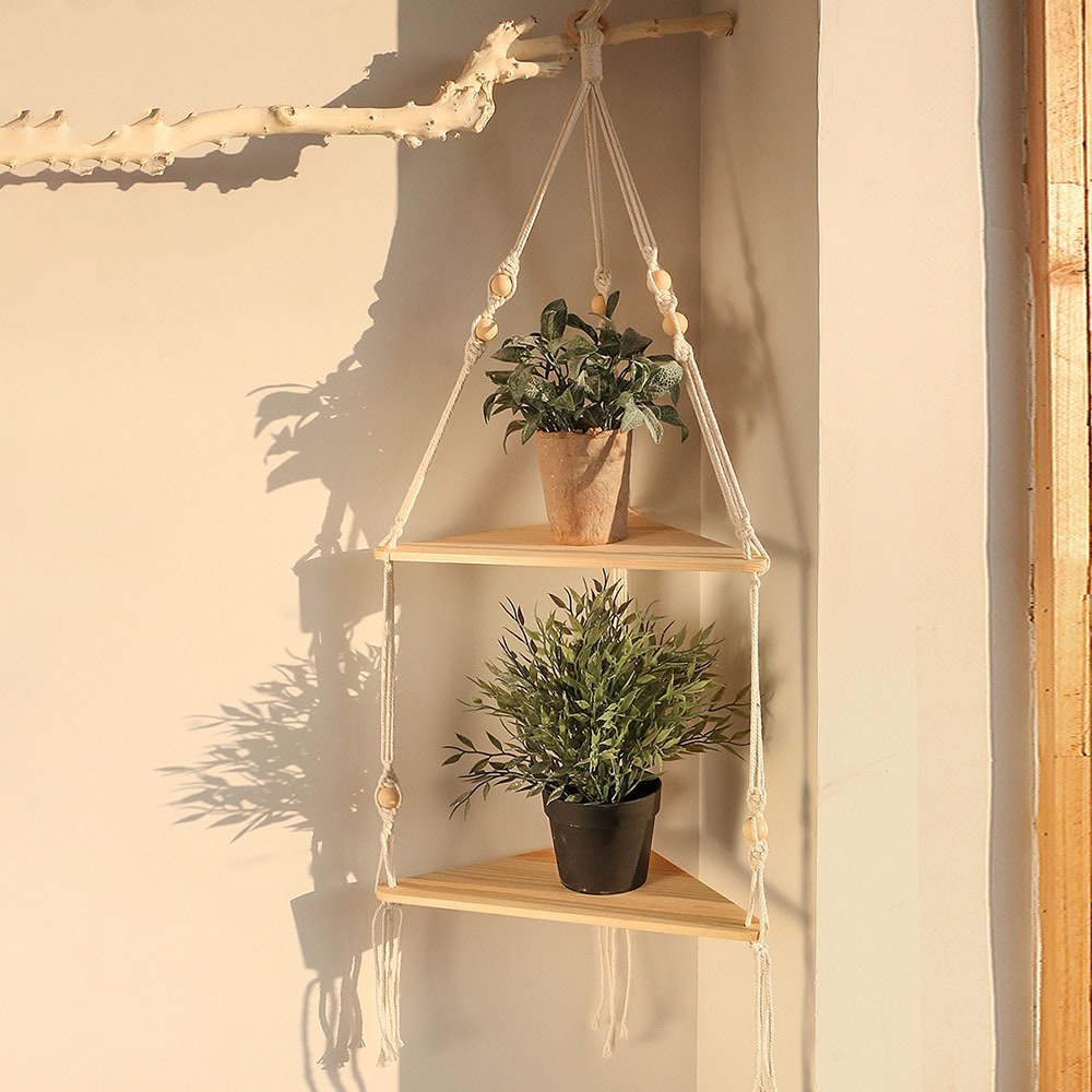 Macrame Hanging Corner Shelf — Considered Home Styling — Detail
