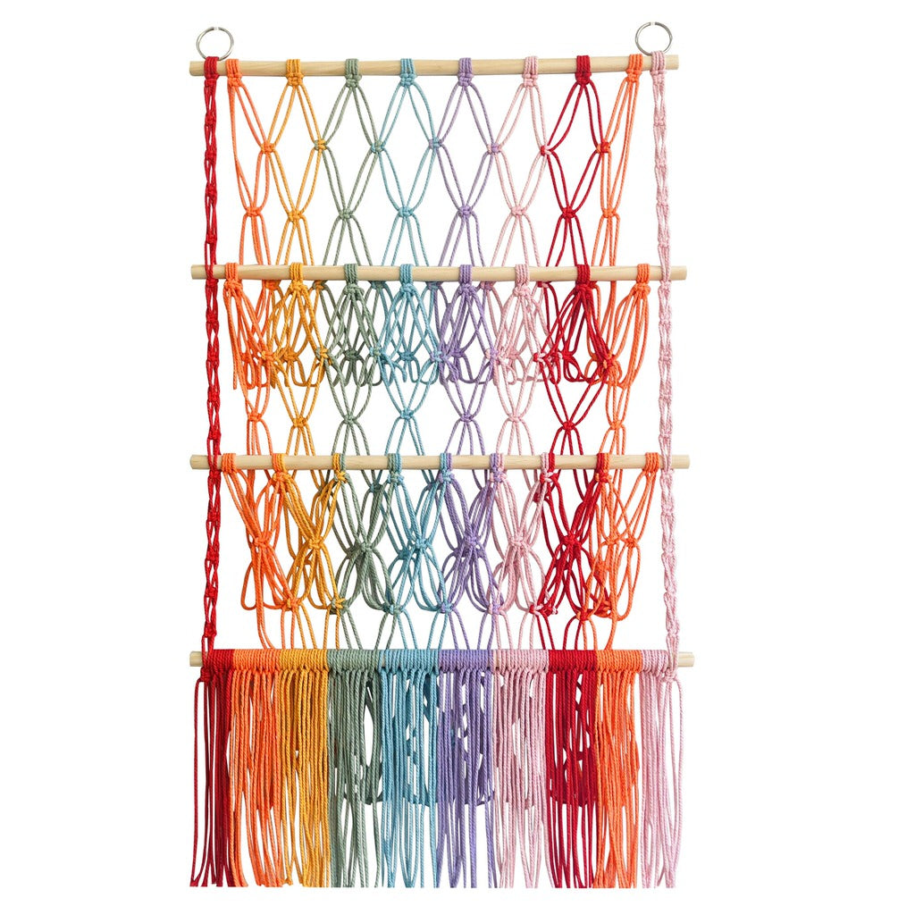 Macrame Wall Hanging Toy Storage Net — Considered Home Styling — Front view