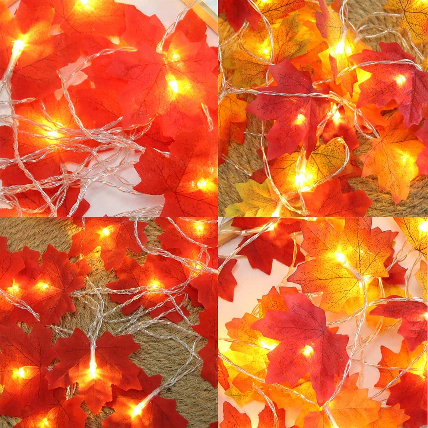 Maple Leaves Fall String Lights — Warm LED Mood Lighting for Bedside — Lifestyle 2