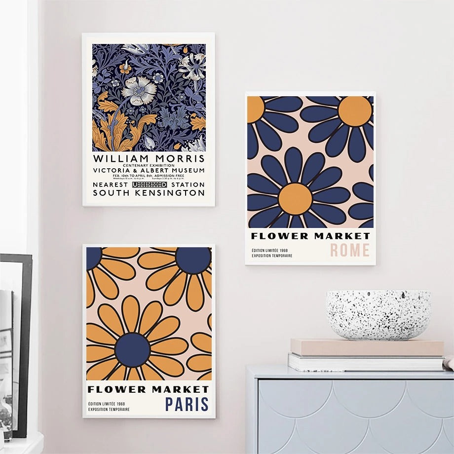 Blue & Yellow Themed Art Gallery Wall Canvas Posters — Considered Home Styling — Lifestyle 1