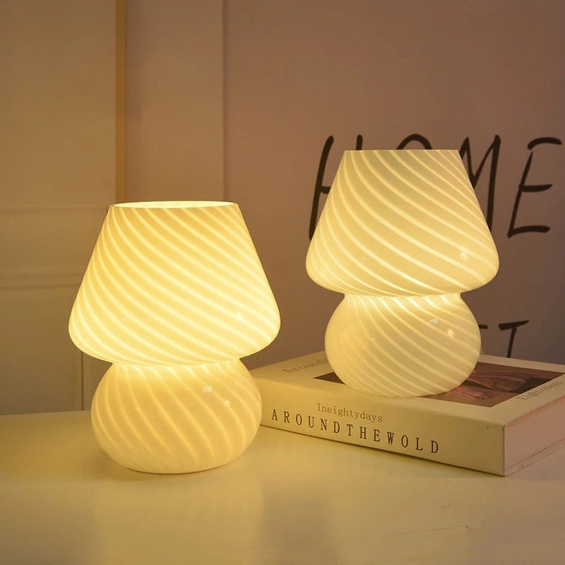 Glass Spiral Striped Lamp — Warm LED Mood Lighting for Bedside — Lifestyle 4