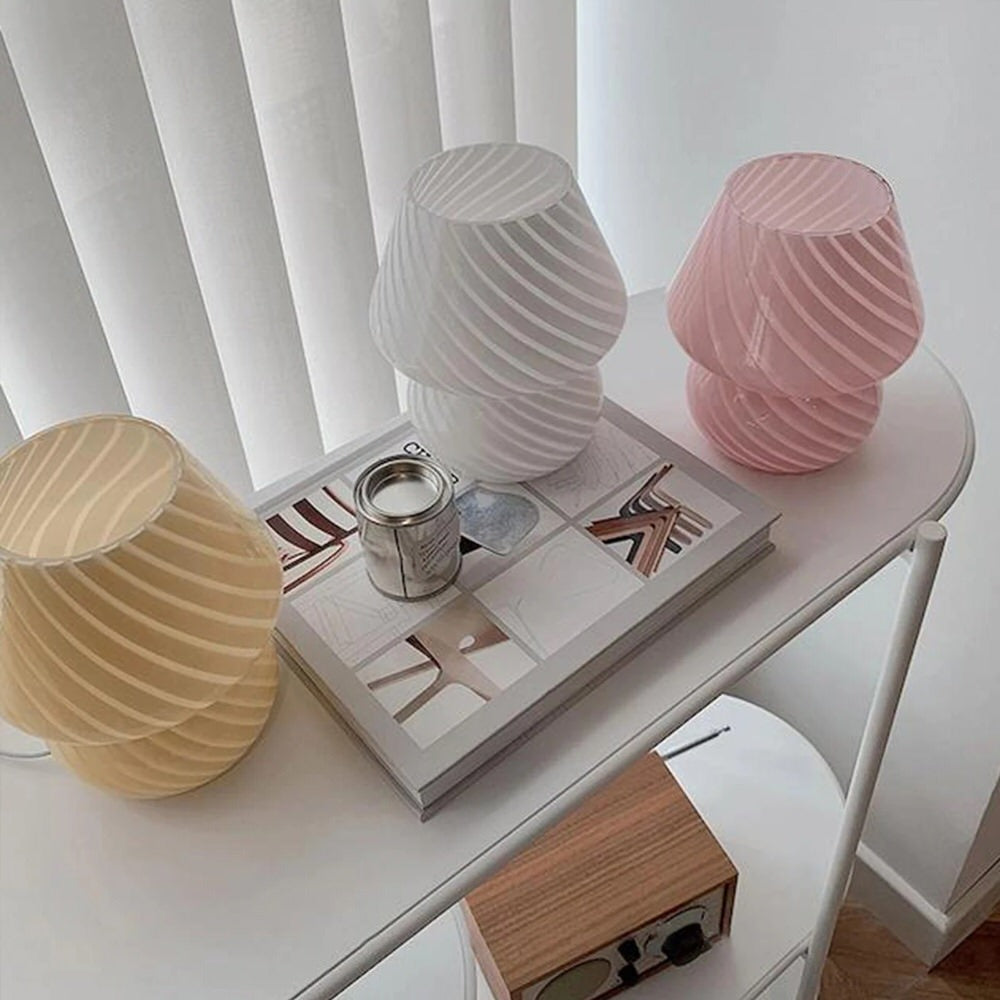 Glass Spiral Striped Lamp — Warm LED Mood Lighting for Bedside — Lifestyle 2