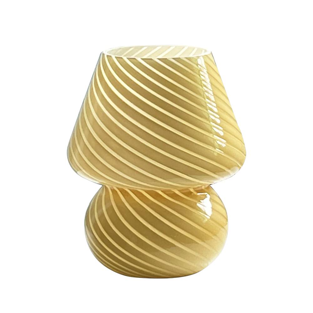Glass Spiral Striped Lamp — Warm LED Mood Lighting for Bedside — Front view