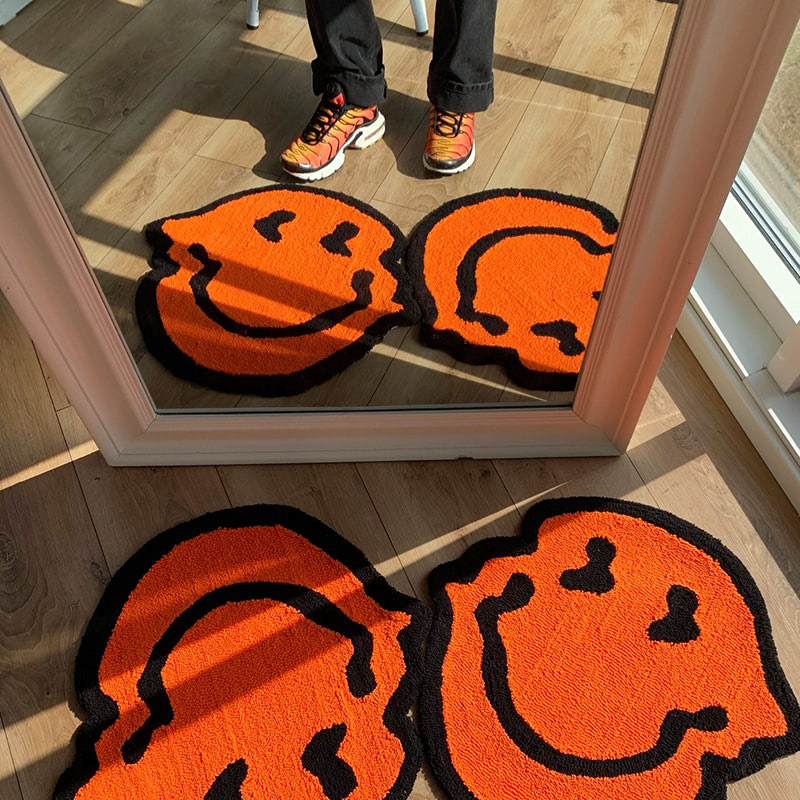 Melted Smiley Fluffy Rug — Soft Accent Rug for Bedroom Layering — Lifestyle 7