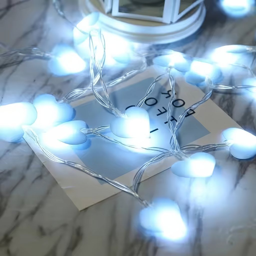 Mini Hearts Fairy Lights — Warm LED Mood Lighting for Bedside — Lifestyle 3