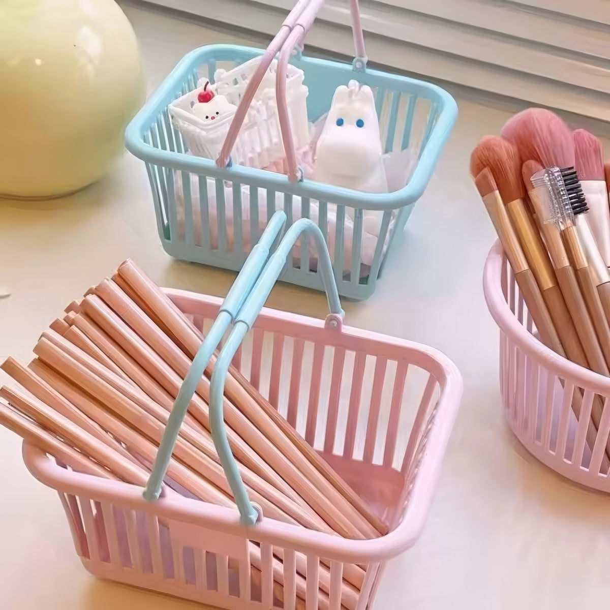 Mini Pastel Storage Shopping Basket — Considered Home Styling — Detail