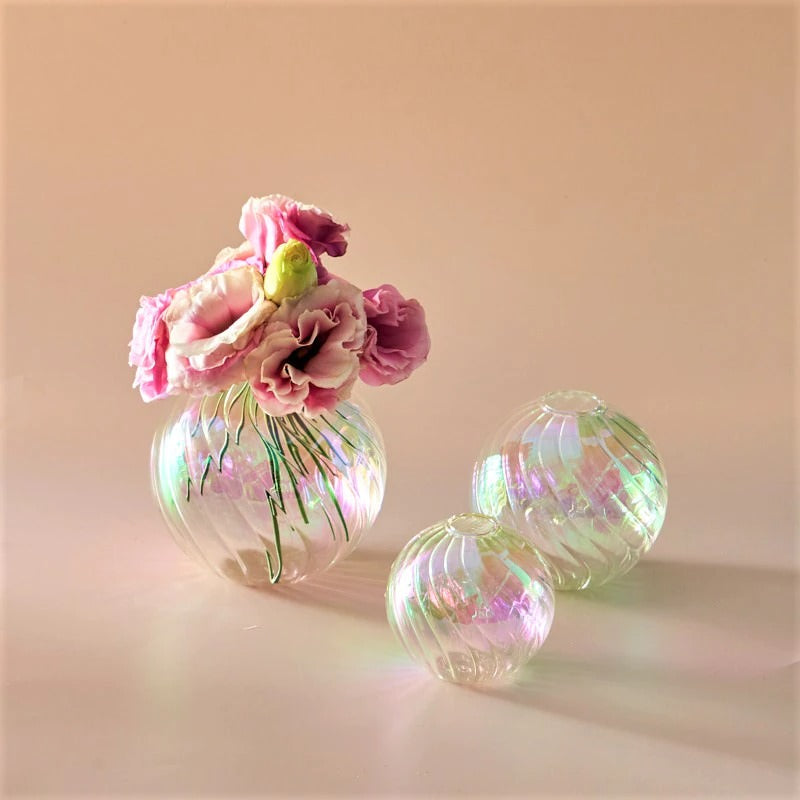 Spiral Glass Mini Ball Vase (3 Pack) — Decorative Vase for Considered Styling — Front view