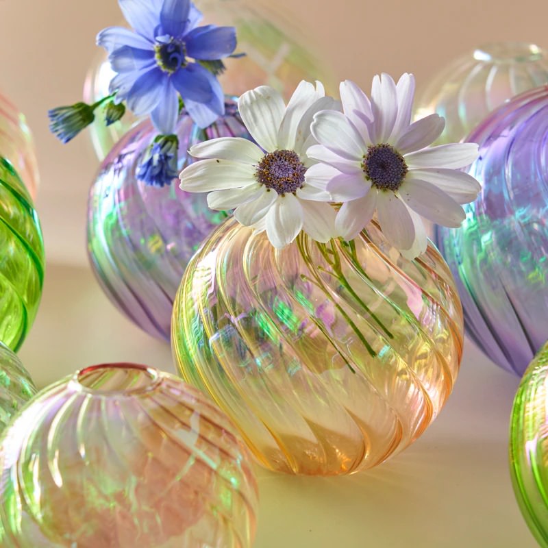Spiral Glass Mini Ball Vase (3 Pack) — Decorative Vase for Considered Styling — Detail