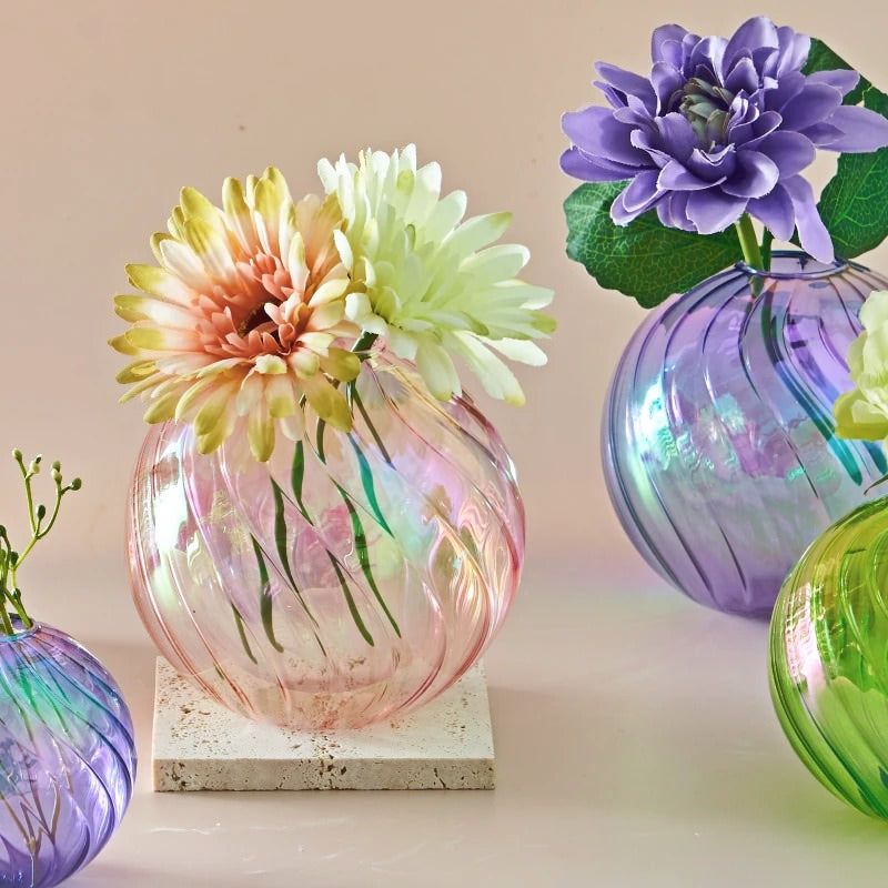 Spiral Glass Mini Ball Vase (3 Pack) — Decorative Vase for Considered Styling — Lifestyle 3
