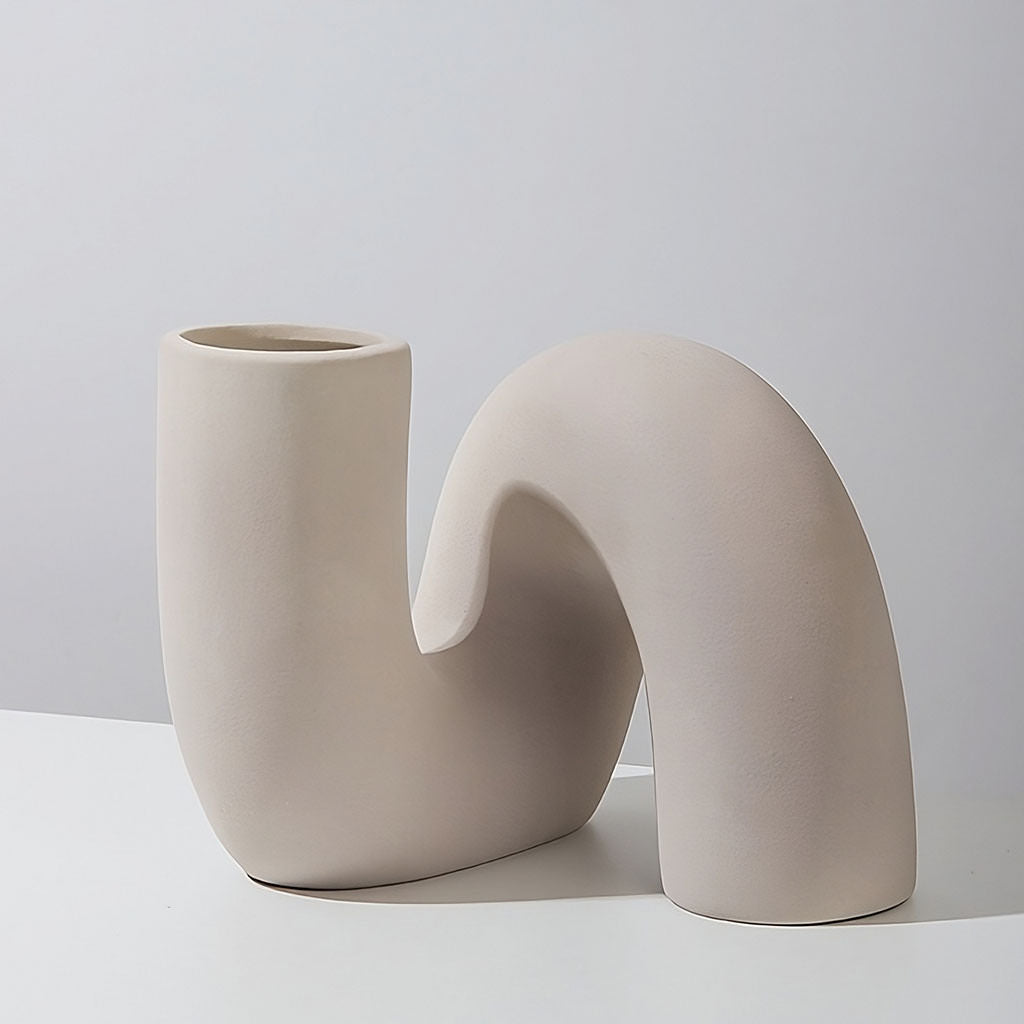 Minimalist Curved Tube Ceramic Vase — Decorative Vase for Considered Styling — Lifestyle 4