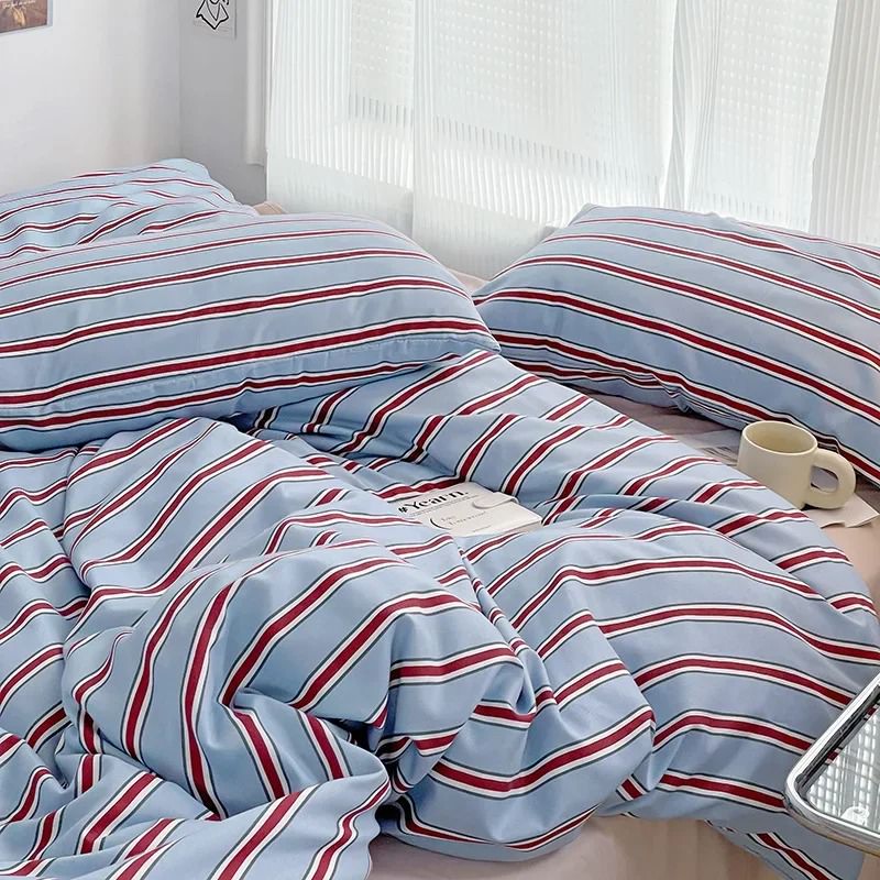 Red Stripe Bedding Set — Cotton Duvet Cover for Minimalist Bedrooms — Lifestyle 8