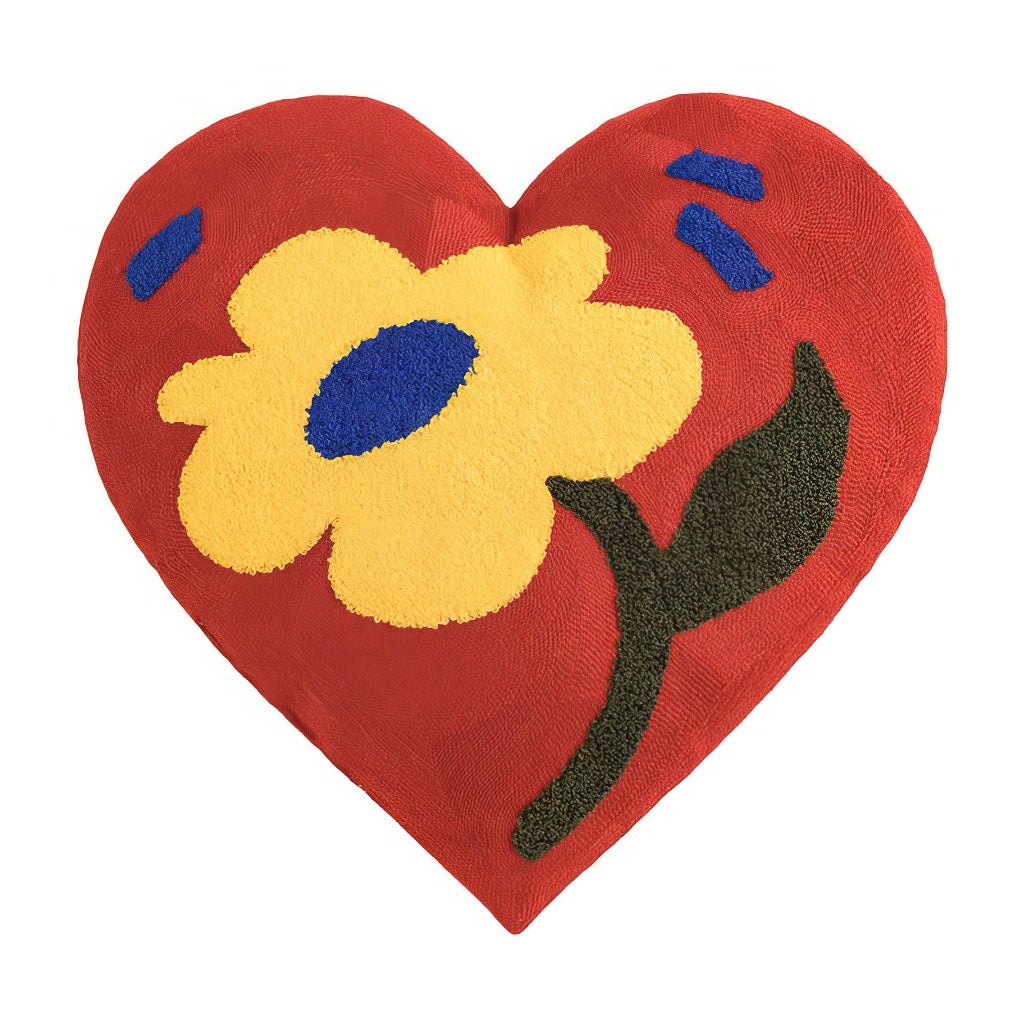 Tufted Heart Cushion — Embroidered Floral Print for Bedroom Decor — Lifestyle 4