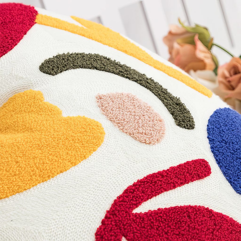 Modern Flowers Tufted Heart Shaped Pillow — Considered Home Styling — Detail