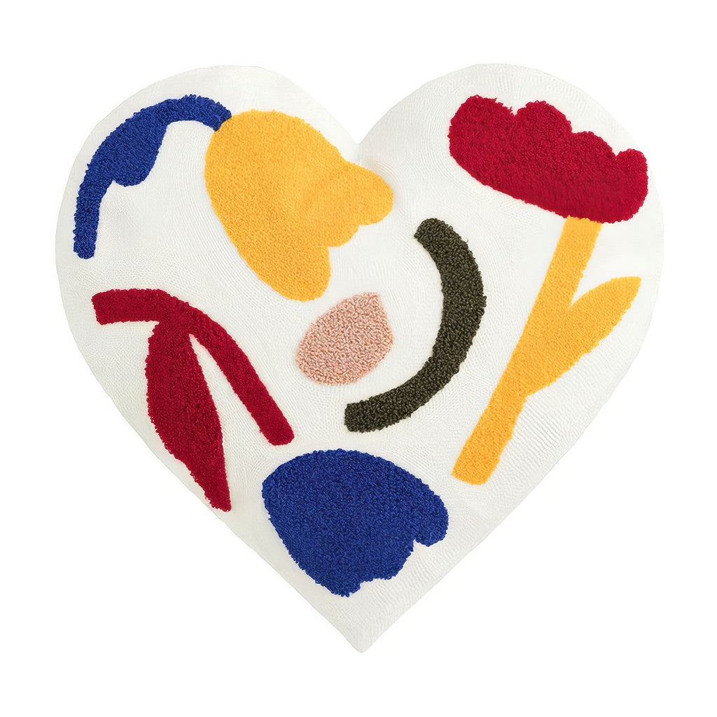 Modern Flowers Tufted Heart Shaped Pillow — Considered Home Styling — Front view