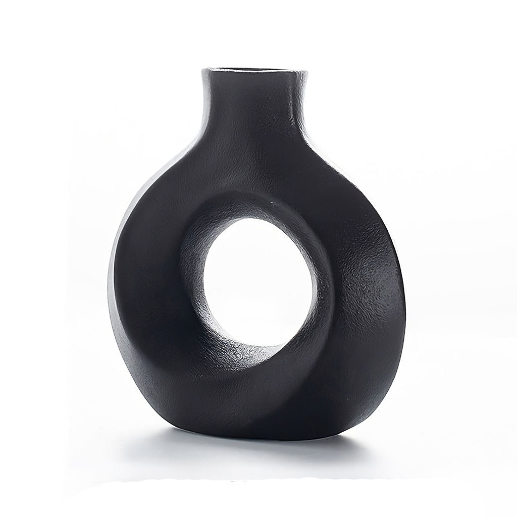 Modern Hollow Circle Ceramic Vase — Decorative Vase for Considered Styling — Lifestyle 5