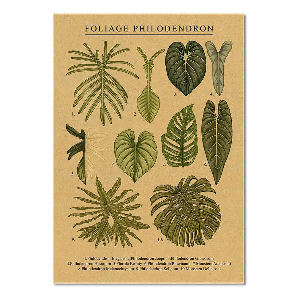 Monstera Leaves Kraft Paper Poster — Considered Home Styling — Front view