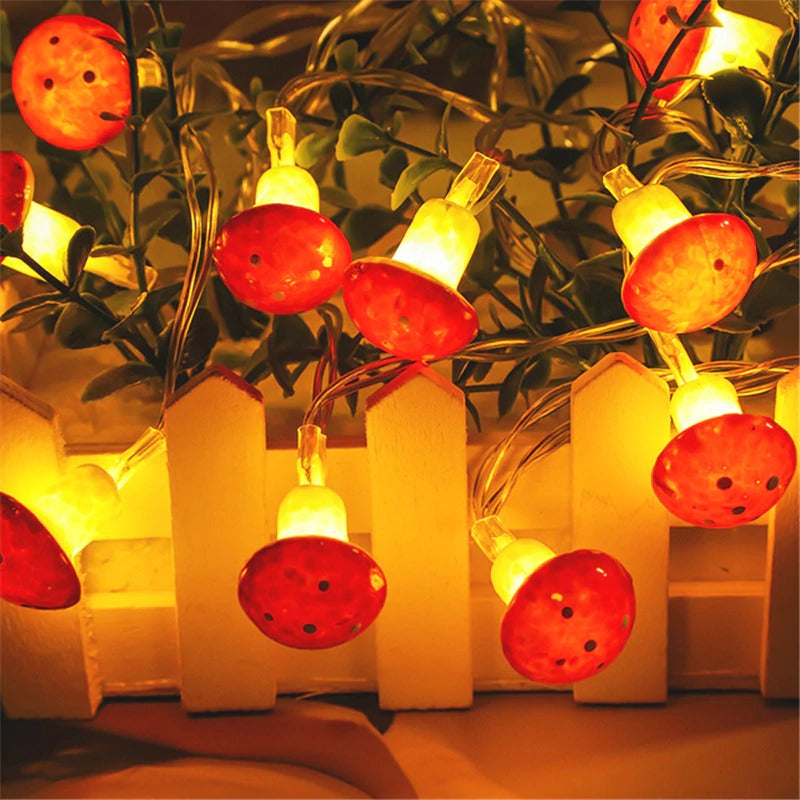 Mushroom String Lights — Warm LED Mood Lighting for Bedside — Lifestyle 1