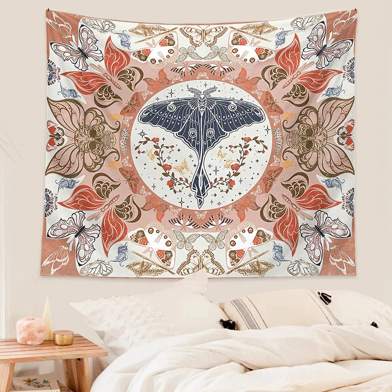 Skull Moth Boho Tapestry — Considered Home Styling