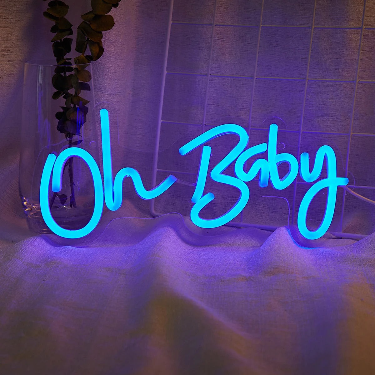 Oh Baby LED Neon Sign — Warm LED Mood Lighting for Bedside — Lifestyle 6