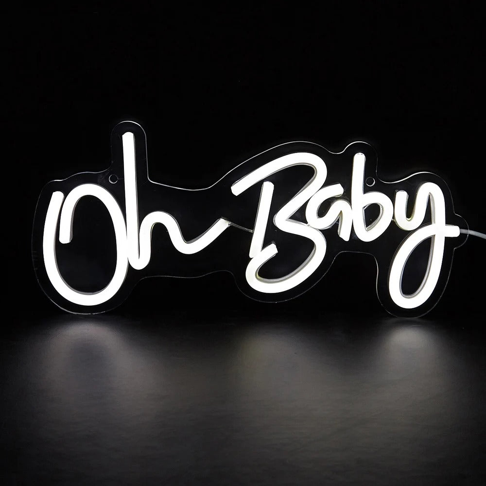 Oh Baby LED Neon Sign — Warm LED Mood Lighting for Bedside — Lifestyle 2