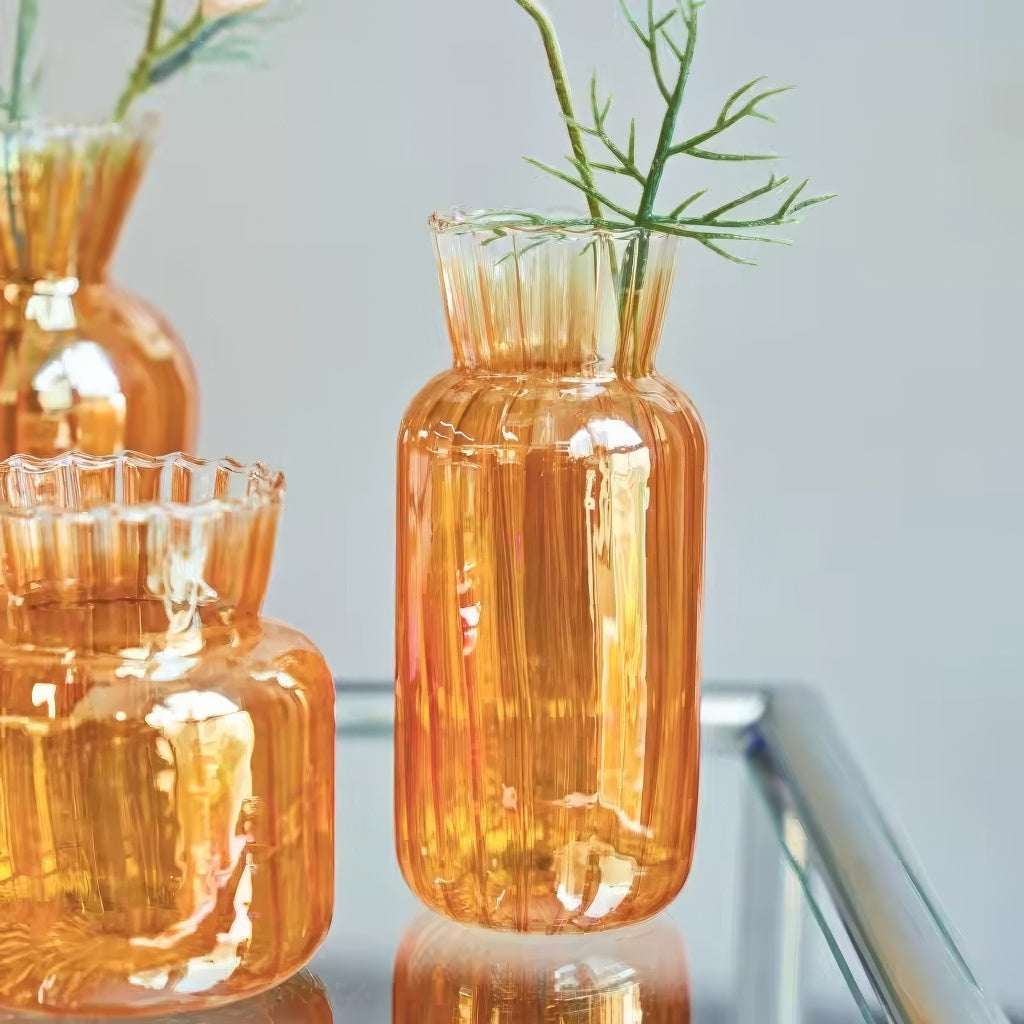 Vintage Orange Glossy Glass Vase — Decorative Vase for Considered Styling — Lifestyle 2