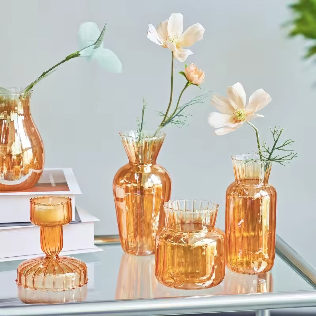 Vintage Orange Glossy Glass Vase — Decorative Vase for Considered Styling — Lifestyle 1