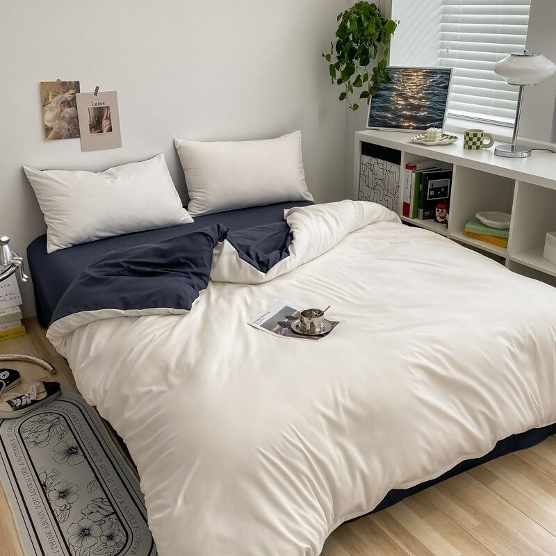 Dusty Shades Plain Bedding Set — Solid Duvet Cover for Calm, Quiet Bedrooms — Lifestyle 4