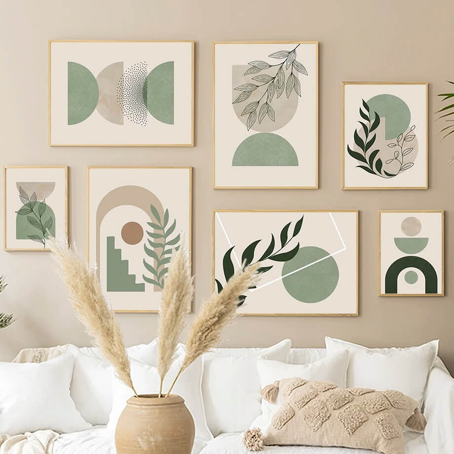 Pale Green Shapes Canvas Posters — Considered Home Styling — Lifestyle 1