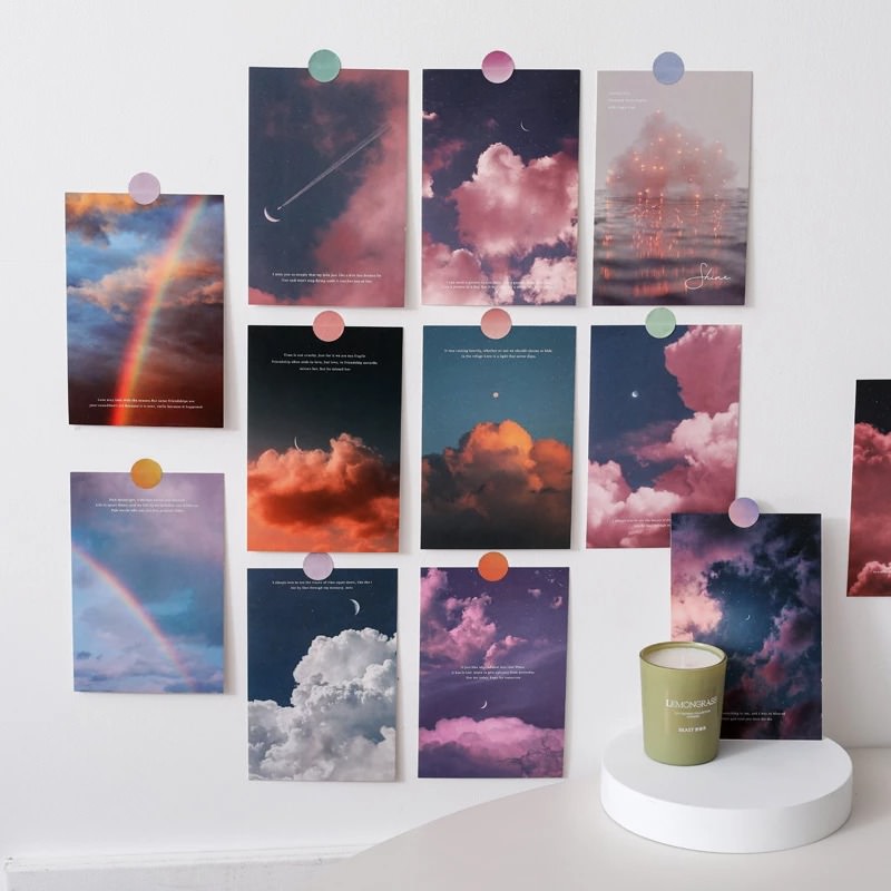 Twilight Pastel Clouds Wall Collage Prints — Considered Home Styling — Front view