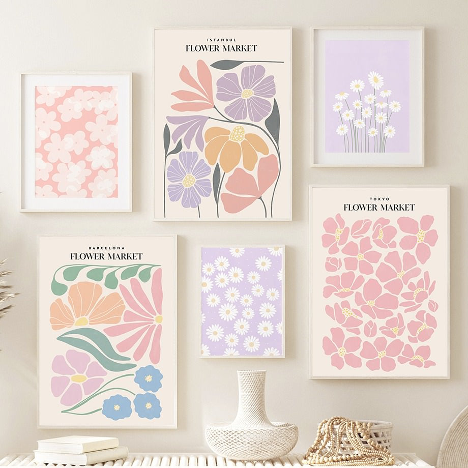 Pastel Flower Market Canvas Posters — Considered Home Styling — Front view