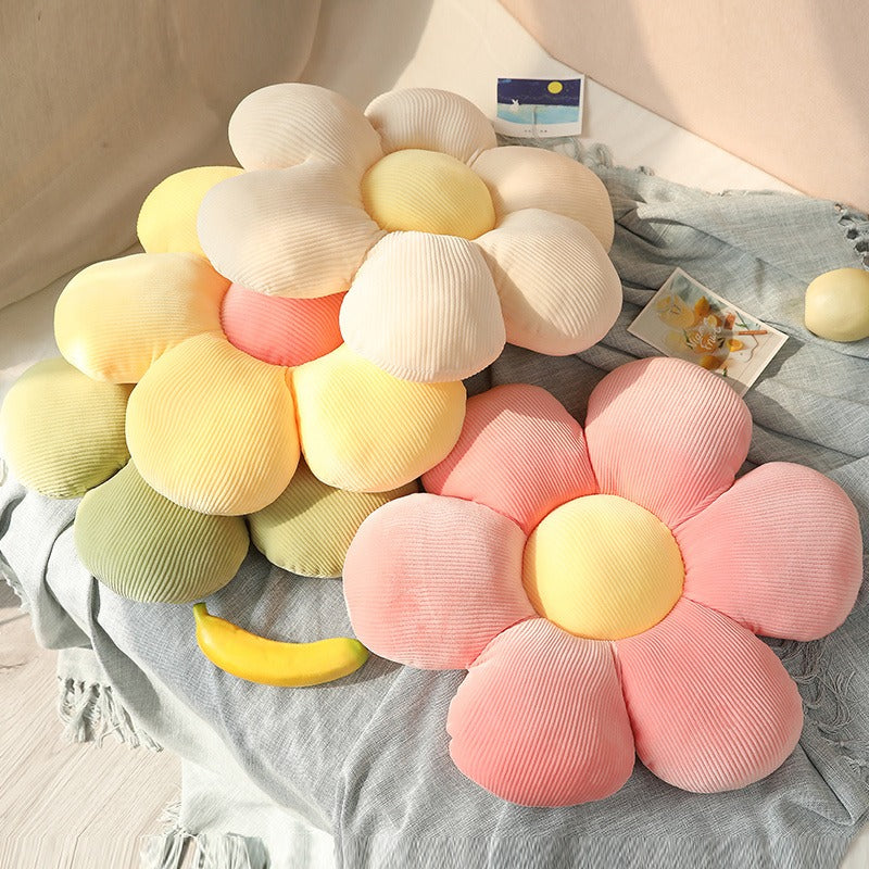 Pastel Flower Throw Pillow — Soft Sculptural Cushion for Sofa Styling — Front view