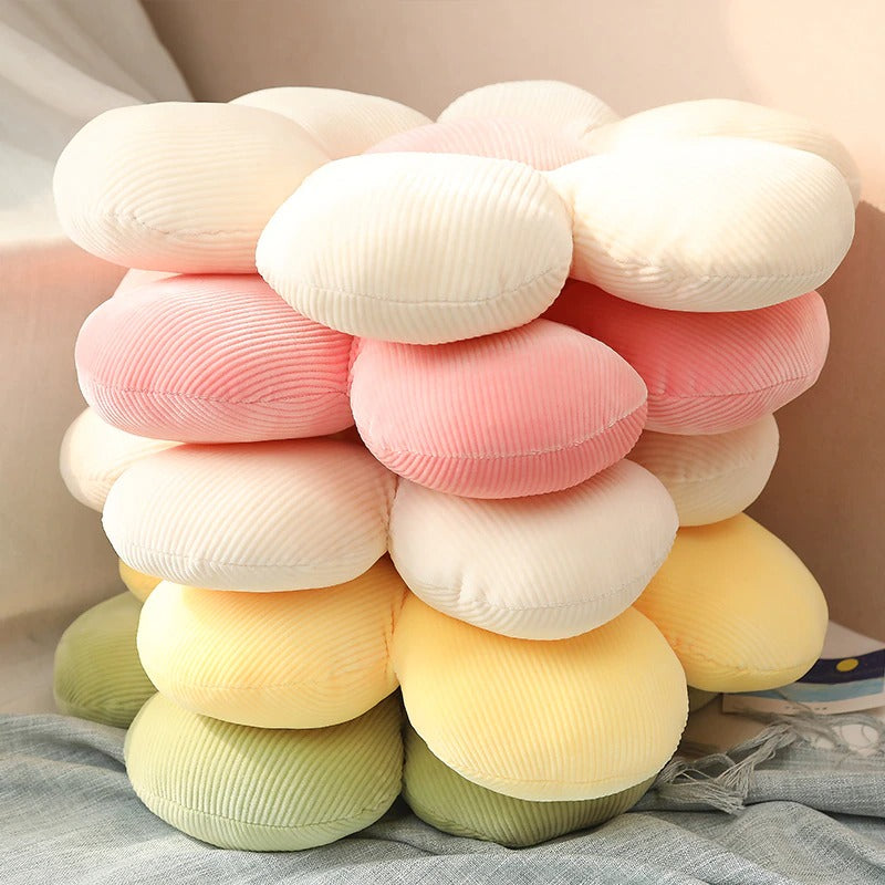 Pastel Flower Throw Pillow — Soft Textured Pillow for Bedroom Layering — Detail