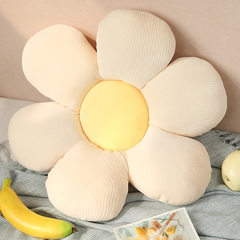 Pastel Flower Throw Pillow — Soft Textured Pillow for Bedroom Layering — Lifestyle 4
