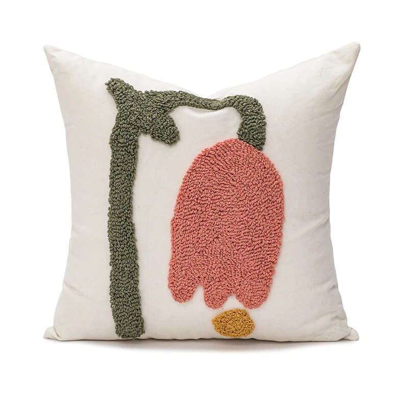 Tufted Pastel Tulip Cushion Cover — Soft Textured Pillow for Bedroom Layering — Lifestyle 2
