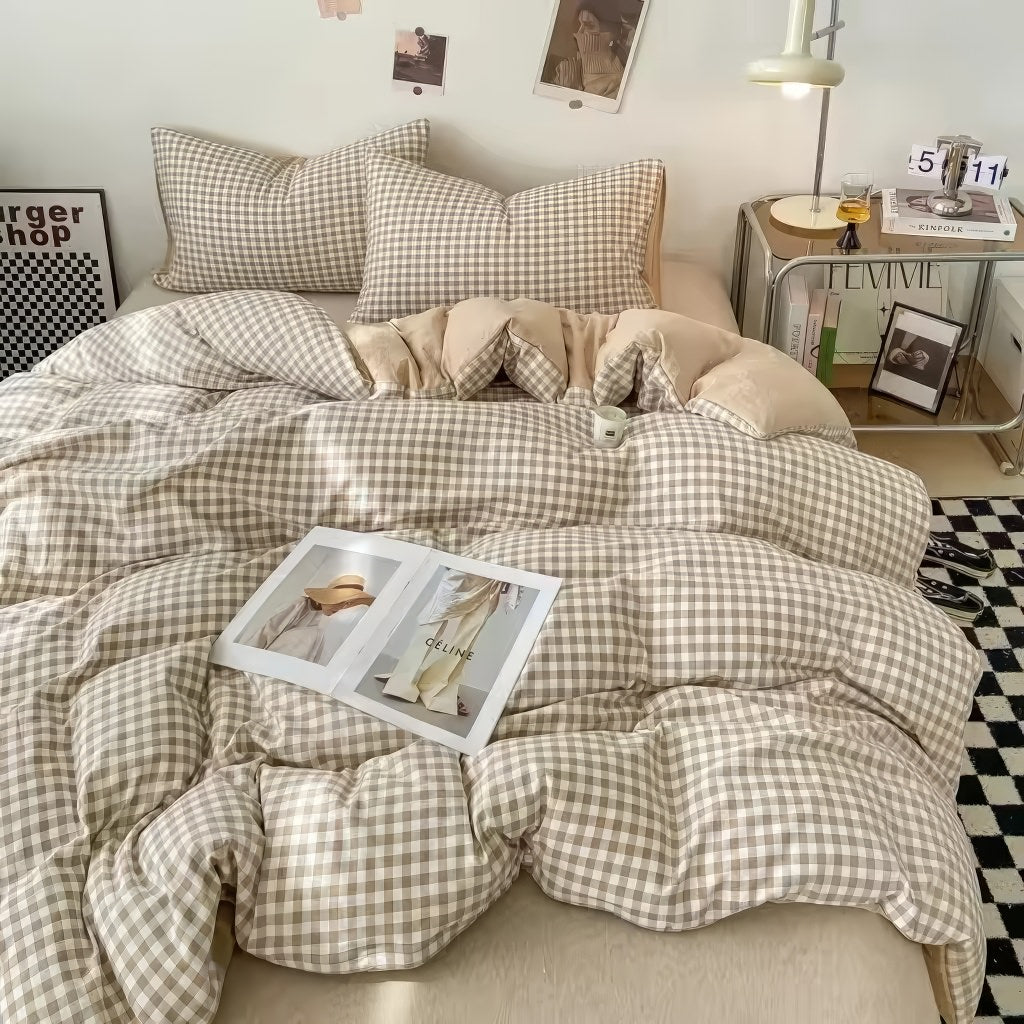 Pastel Gingham Bedding Set — Soft-Check Duvet Cover for Calm Bedrooms — Lifestyle 1