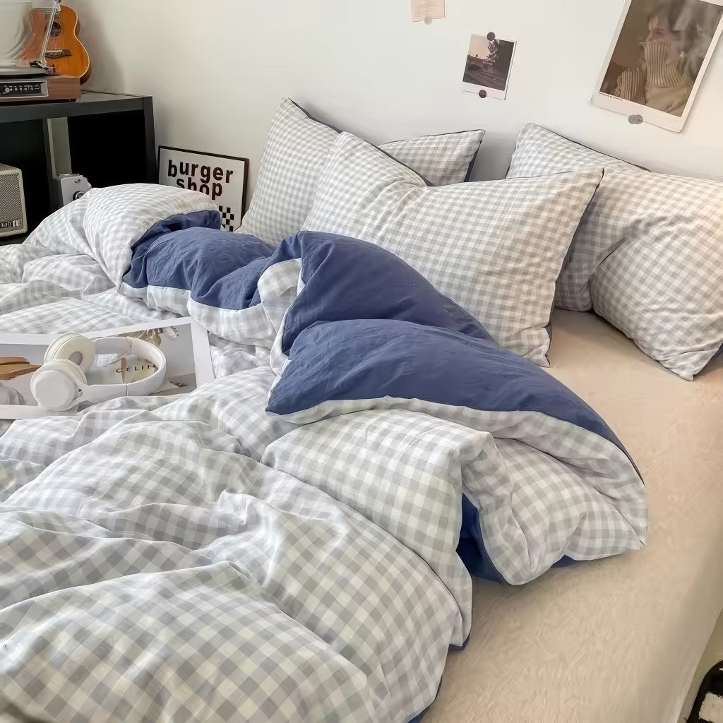 Pastel Gingham Bedding Set — Soft-Check Duvet Cover for Calm Bedrooms — Lifestyle 7