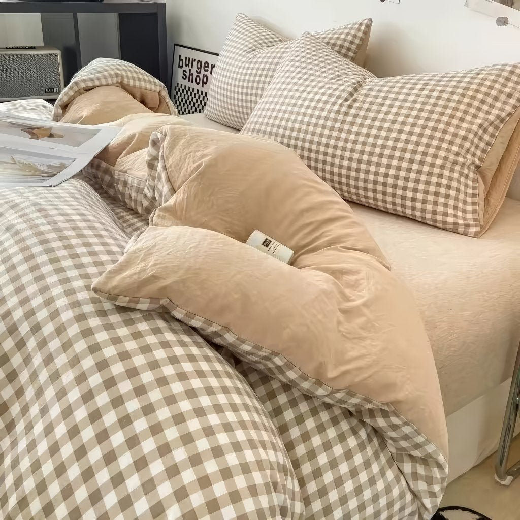 Pastel Gingham Bedding Set — Soft-Check Duvet Cover for Calm Bedrooms — Lifestyle 2