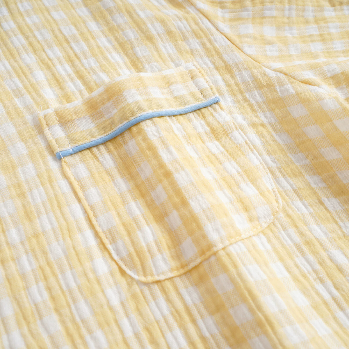 Cotton Gauze Pajama Set — Long-Sleeve Gingham Loungewear for Cool Nights — Lifestyle 1