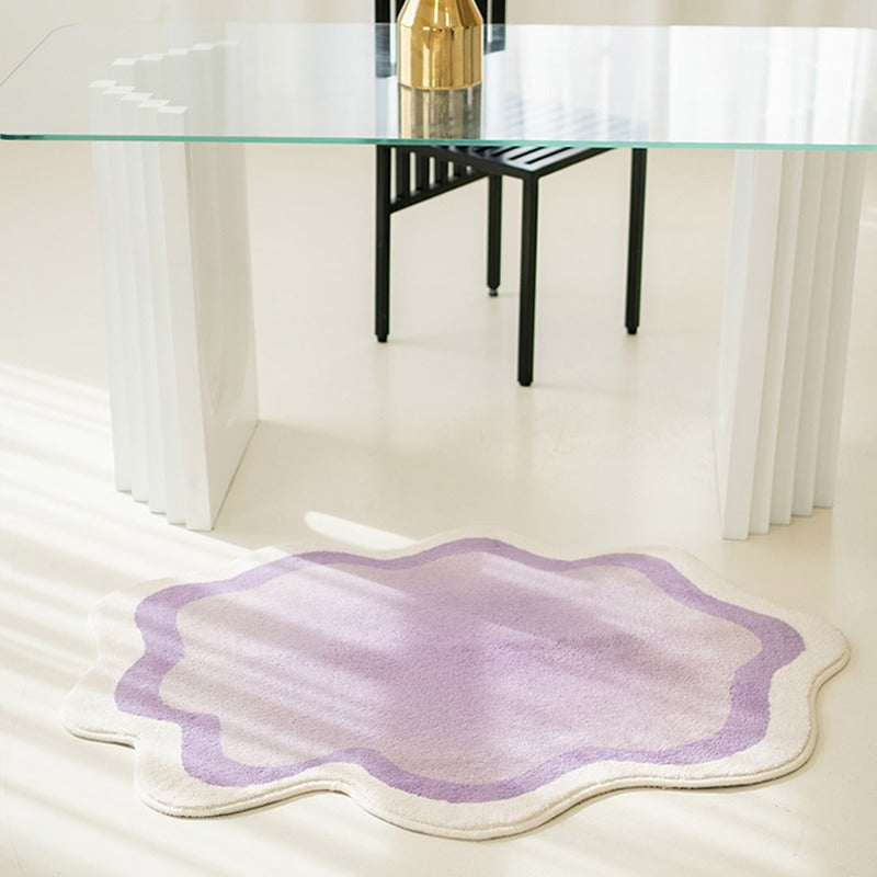 Pastel Blob Irregular Accent Rug — Soft Accent Rug for Bedroom Layering — Lifestyle 4