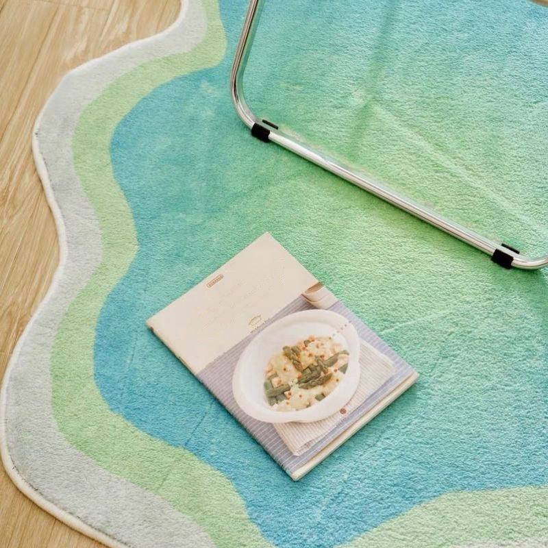 Pastel Blob Irregular Accent Rug — Soft Accent Rug for Bedroom Layering — Lifestyle 1