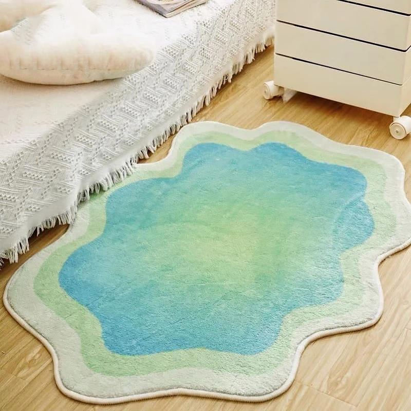 Pastel Blob Irregular Accent Rug — Soft Accent Rug for Bedroom Layering — Detail