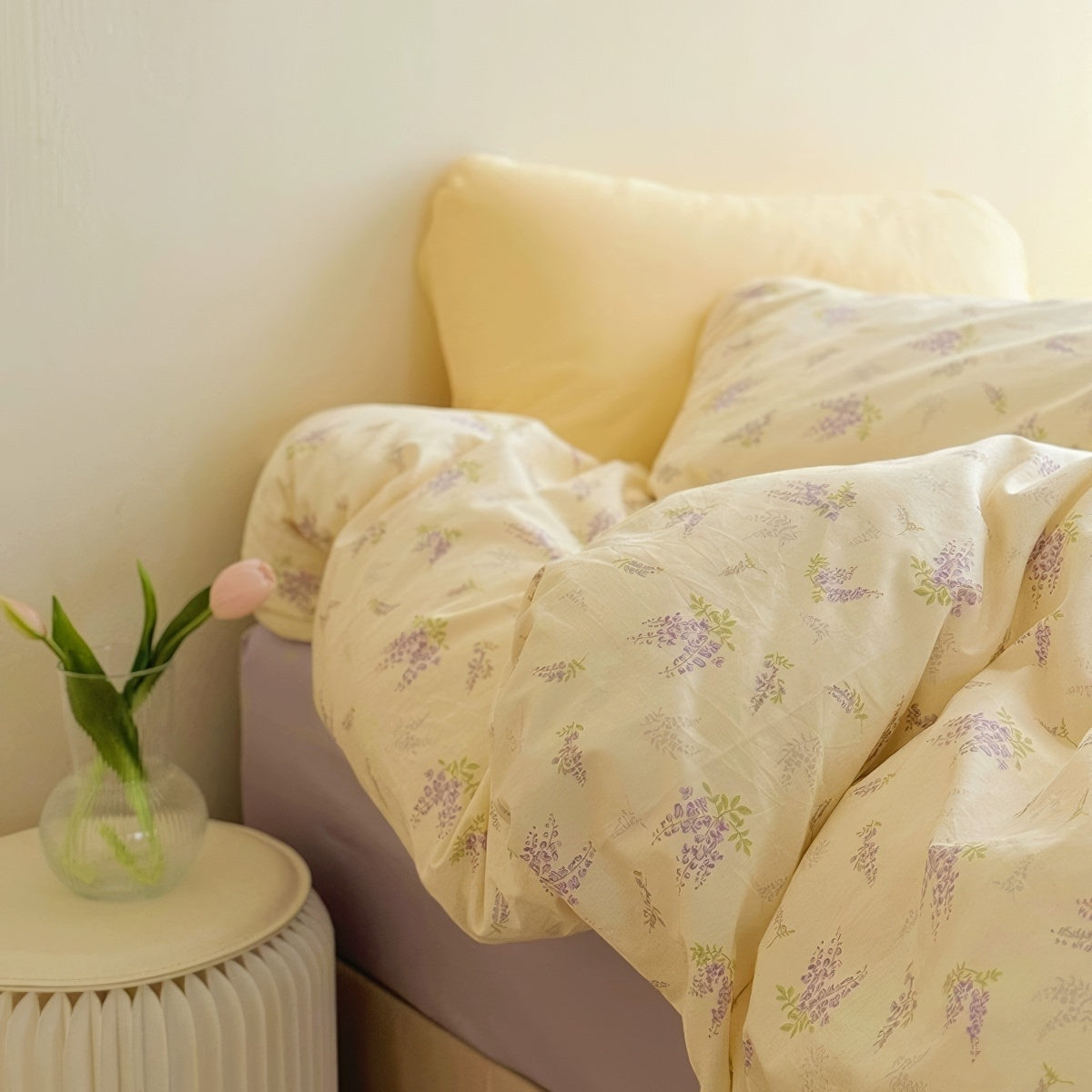 Lavender Bloom Floral Cotton Bedding Set — Lifestyle 1